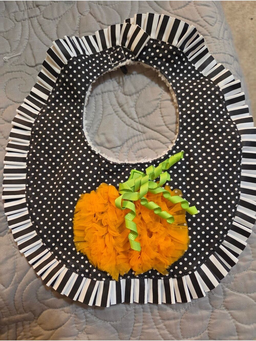 Mud Pie Baby Halloween Pumpkin Polka Dot Ruffle Bib